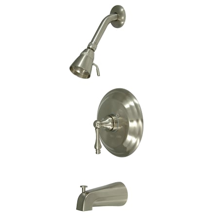 Kingston Brass Tub and Shower Faucet, Standard, 3, Wall Mount, Brushed Nickel KB3638ALT