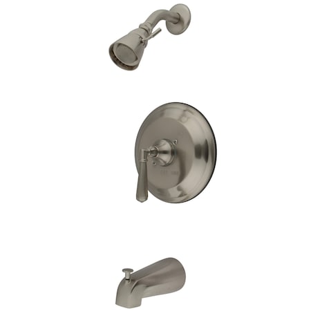 Kingston Brass Tub and Shower Faucet, Standard, 3, Wall Mount, Brushed Nickel KB3638HLT