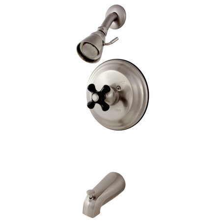 Kingston Brass Tub and Shower Faucet, Standard, 3, Wall Mount, Brushed Nickel KB3638PKX
