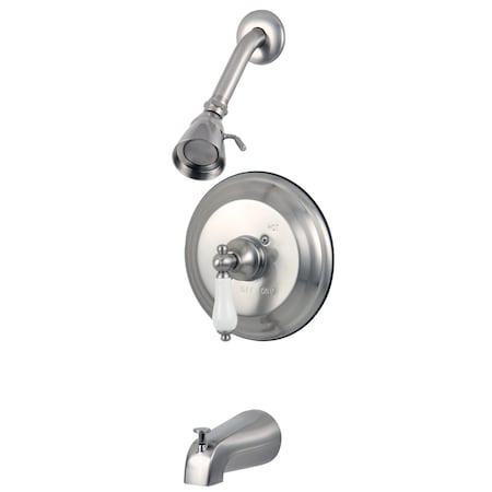 Kingston Brass Tub and Shower Faucet, Standard, 3, Wall Mount, Brushed Nickel KB3638PL