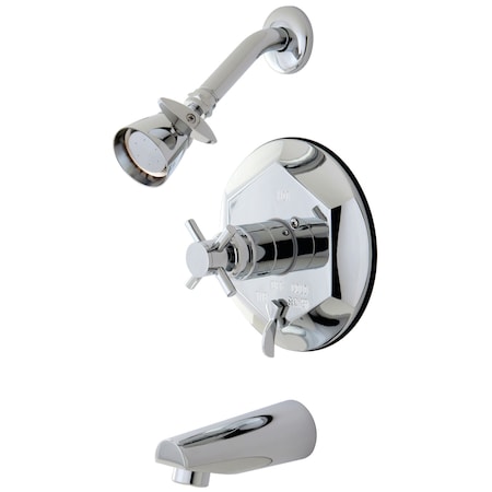 Kingston Brass Tub and Shower Faucet, Standard, 3, Wall Mount, Polished Chrome KB46310DX