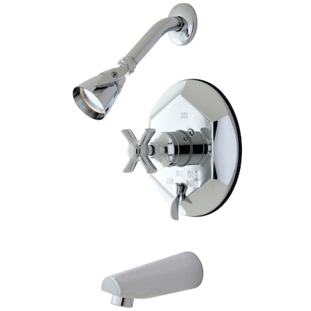 Kingston Brass Tub and Shower Faucet, Standard, 3, Wall Mount, Polished Chrome KB46310ZX