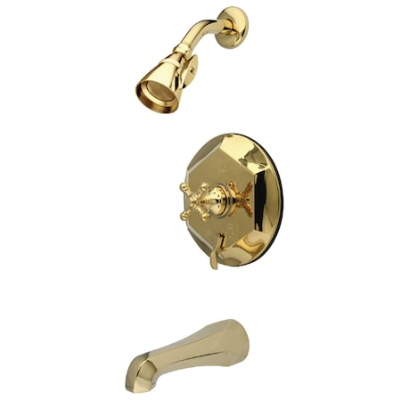Kingston Brass Tub and Shower Faucet, Standard, 3, Wall Mount, Polished Brass KB46320BX