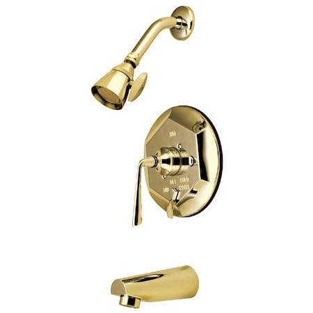 Kingston Brass Tub and Shower Faucet, Standard, 3, Wall Mount, Polished Brass KB46320ZL