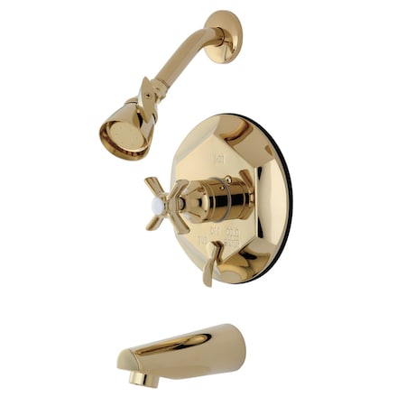 Kingston Brass Tub and Shower Faucet, Standard, 3, Wall Mount, Polished Brass KB46320ZX
