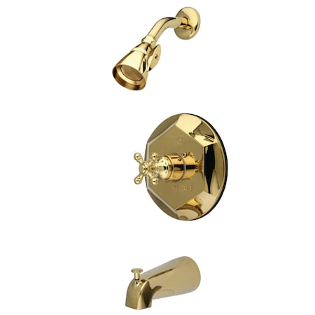 Kingston Brass Tub and Shower Faucet, Polished Brass, Wall Mount KB4632BX
