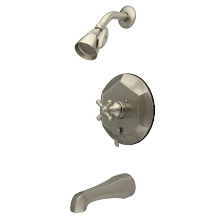 Kingston Brass Tub and Shower Faucet, Standard, 3, Wall Mount, Brushed Nickel KB46380BX