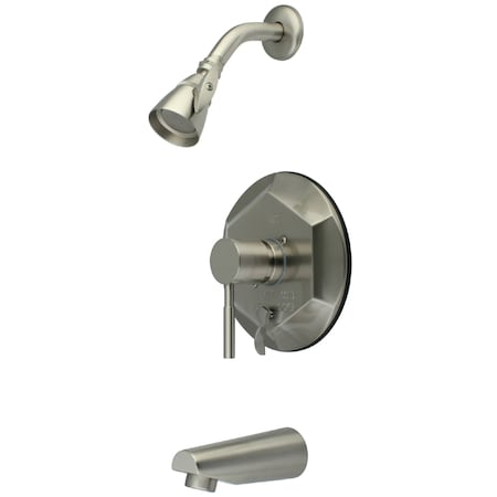 Kingston Brass Tub and Shower Faucet, Standard, 3, Wall Mount, Brushed Nickel KB46380DL