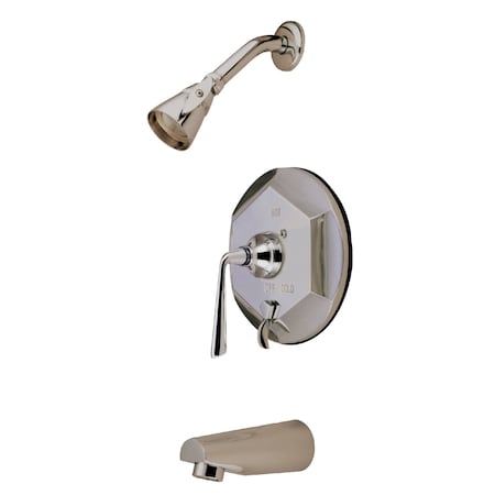 Kingston Brass Tub and Shower Faucet, Standard, 3, Wall Mount, Brushed Nickel KB46380ZL