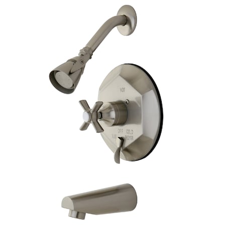 Kingston Brass Tub and Shower Faucet, Standard, 3, Wall Mount, Brushed Nickel KB46380ZX