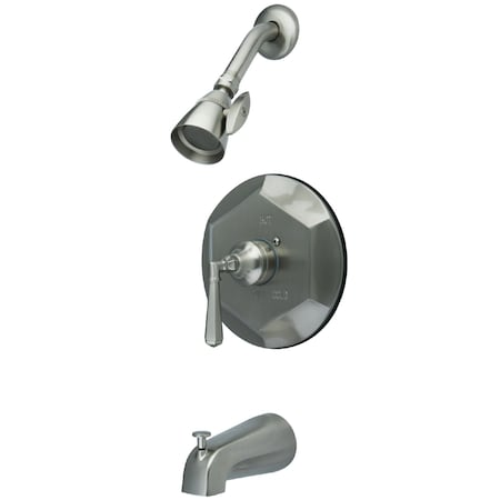 Kingston Brass Tub and Shower Faucet, Standard, 3, Wall Mount, Brushed Nickel KB4638HL