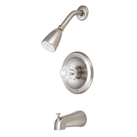 Kingston Brass Tub and Shower Faucet, Brushed Nickel, Wall Mount KB538