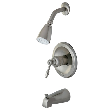 Kingston Brass Tub and Shower Faucet, Brushed Nickel, Wall Mount KB538KL