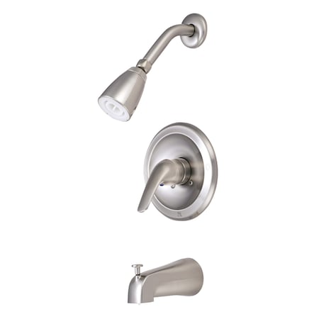 Kingston Brass Tub and Shower Faucet, Brushed Nickel, Wall Mount KB538L