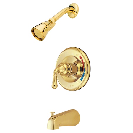 Kingston Brass Tub and Shower Faucet, Polished Brass, Wall Mount KB632