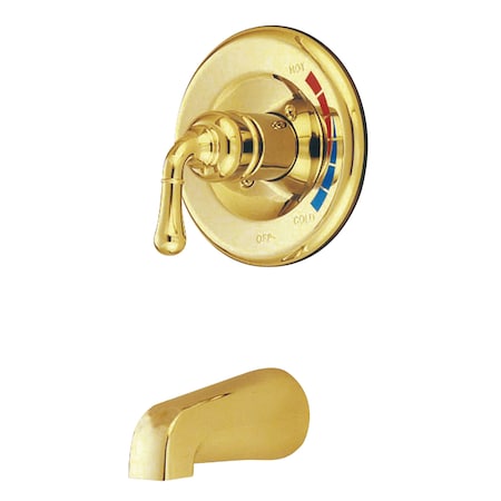 Kingston Brass Tub and Shower Faucet, Standard, 2, Wall Mount, Polished Brass KB632TO