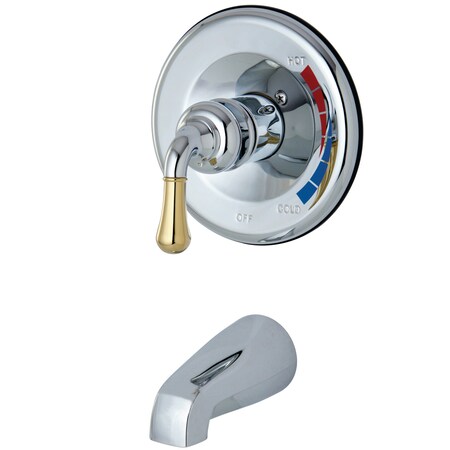 Kingston Brass Tub and Shower Faucet, Standard, 2, Wall Mount, Polished Chrome/Polished Brass KB634TO