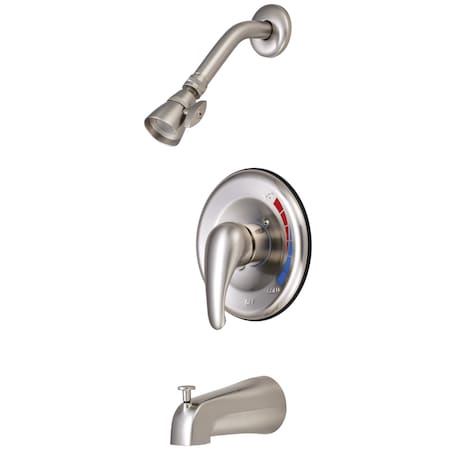 Kingston Brass Tub and Shower Faucet, Brushed Nickel, Wall Mount KB658