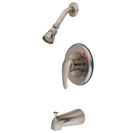 Kingston Brass Tub and Shower Faucet, Brushed Nickel, Wall Mount KB658T