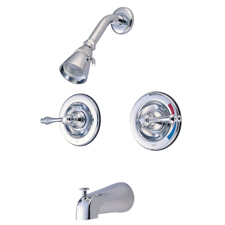 Kingston Brass Tub and Shower Faucet, Polished Chrome, Wall Mount KB661AL