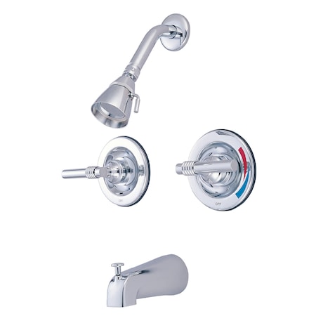Kingston Brass Tub and Shower Faucet, Polished Chrome, Wall Mount KB661ML