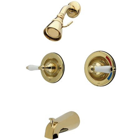 Kingston Brass Tub and Shower Faucet, Polished Brass, Wall Mount KB662PL