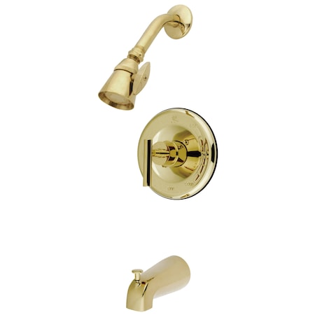 Kingston Brass Tub and Shower Faucet, Polished Brass, Wall Mount KB6632CML