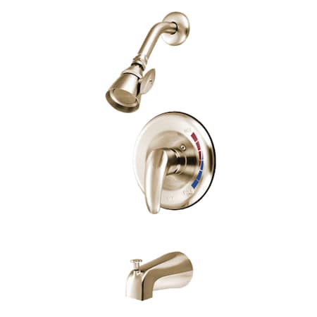 Kingston Brass Tub and Shower Faucet, Standard, 3, Wall Mount, Brushed Nickel KB6658LL