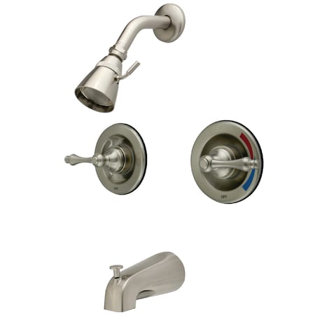 Kingston Brass Tub and Shower Faucet, Brushed Nickel, Wall Mount KB668AL