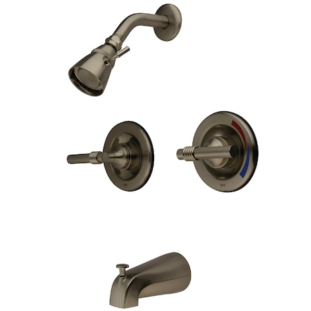 Kingston Brass Tub and Shower Faucet, Brushed Nickel, Wall Mount KB668ML