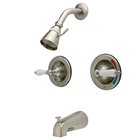 Kingston Brass Tub and Shower Faucet, Brushed Nickel, Wall Mount KB668PL