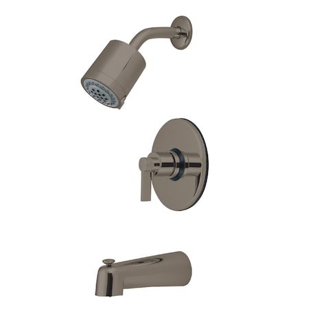 Kingston Brass Tub and Shower Faucet, Standard, 3, Wall Mount, Brushed Nickel KB6698NDL