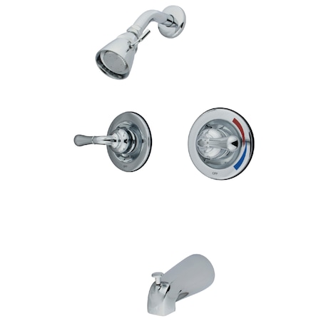 Kingston Brass Tub and Shower Faucet, Polished Chrome, Wall Mount KB671