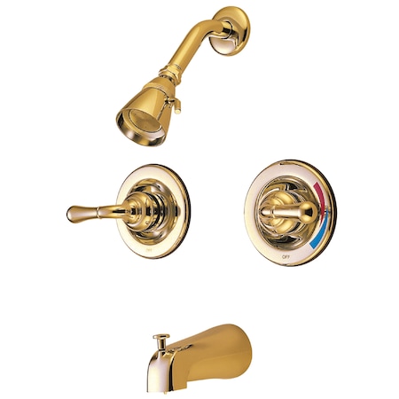 Kingston Brass Tub and Shower Faucet, Polished Brass, Wall Mount KB672