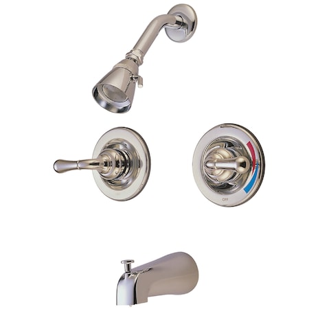 Kingston Brass Tub and Shower Faucet, Brushed Nickel, Wall Mount KB678