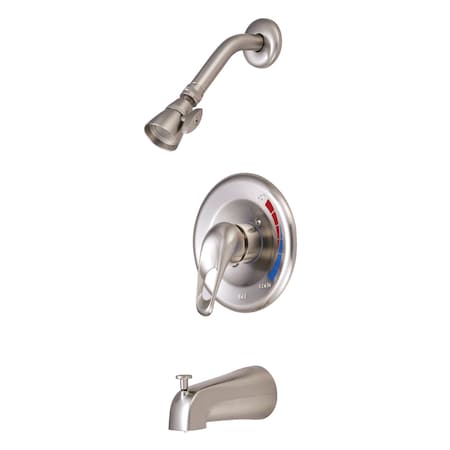Kingston Brass Tub and Shower Faucet, Standard, 3, Wall Mount, Brushed Nickel KB698