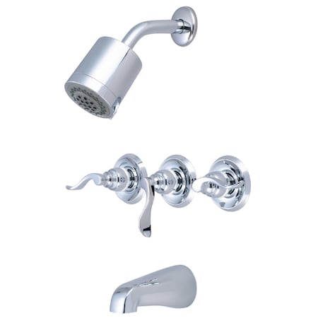 Kingston Brass Tub and Shower Faucet, Polished Chrome, Wall Mount KB8231NFL