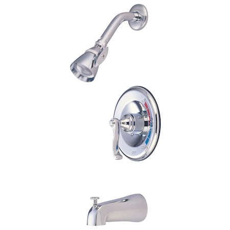 Kingston Brass Tub and Shower Faucet, Standard, 3, Wall Mount, Polished Chrome KB8631FL