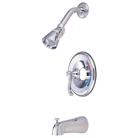 Kingston Brass Tub and Shower Faucet, Polished Chrome, Wall Mount KB8631FLT
