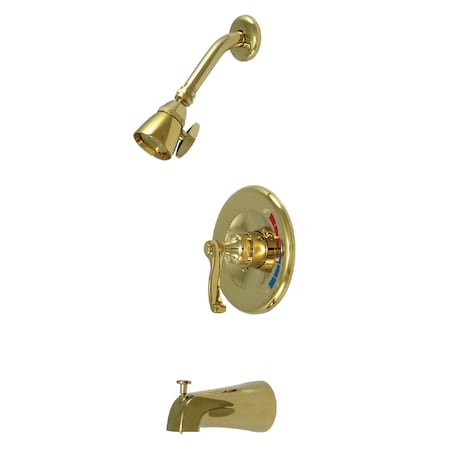 Kingston Brass Tub and Shower Faucet, Standard, 3, Wall Mount, Polished Brass KB8632FL