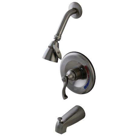 Kingston Brass Tub and Shower Faucet, Standard, 3, Wall Mount, Brushed Nickel KB8638FL