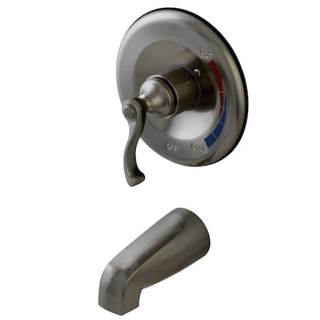 Kingston Brass Tub and Shower Faucet, Standard, 2, Wall Mount, Brushed Nickel KB8638FLTO