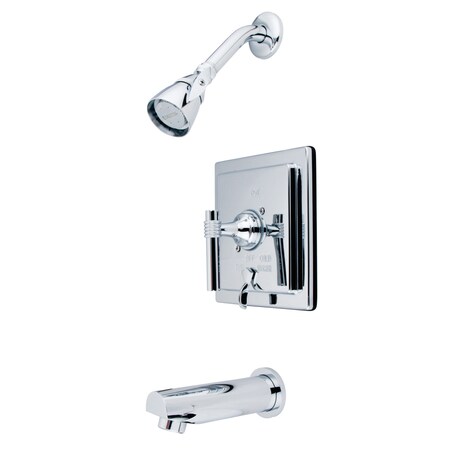 Kingston Brass Tub and Shower Faucet, Standard, 3, Wall Mount, Polished Chrome KB86510ML