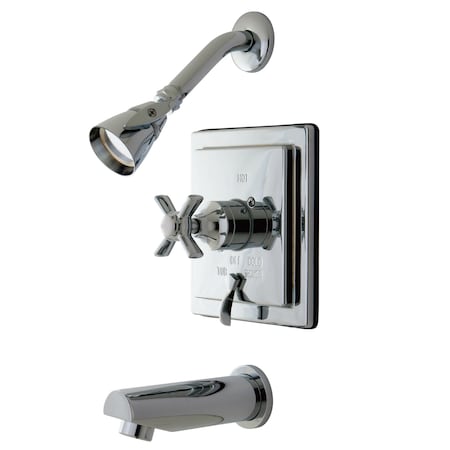 Kingston Brass Tub and Shower Faucet, Standard, 3, Wall Mount, Polished Chrome KB86510ZX