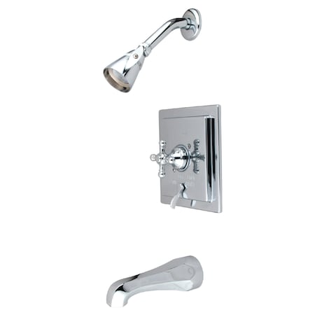 Kingston Brass Tub and Shower Faucet, Standard, 3, Wall Mount, Polished Chrome KB86514BX
