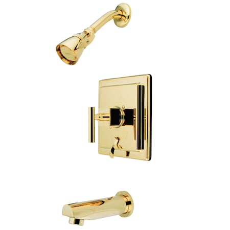 Kingston Brass Tub and Shower Faucet, Standard, 3, Wall Mount, Polished Brass KB86520CQL