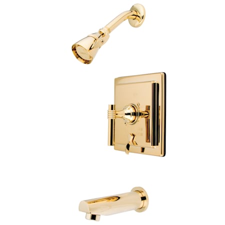 Kingston Brass Tub and Shower Faucet, Standard, 3, Wall Mount, Polished Brass KB86520ML