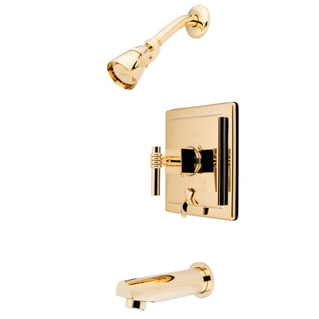 Kingston Brass Tub and Shower Faucet, Standard, 3, Wall Mount, Polished Brass KB86520QL