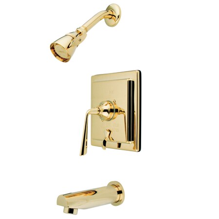 Kingston Brass Tub and Shower Faucet, Standard, 3, Wall Mount, Polished Brass KB86520ZL