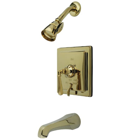 Kingston Brass Tub and Shower Faucet, Standard, 3, Wall Mount, Polished Brass KB86524HL